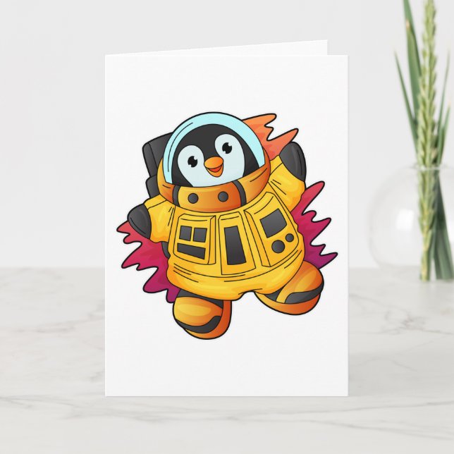 Carte Penguin en costume d'astronaute (Devant)