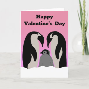 Carte Penguin Family Cute Valentine's Day pour les famil