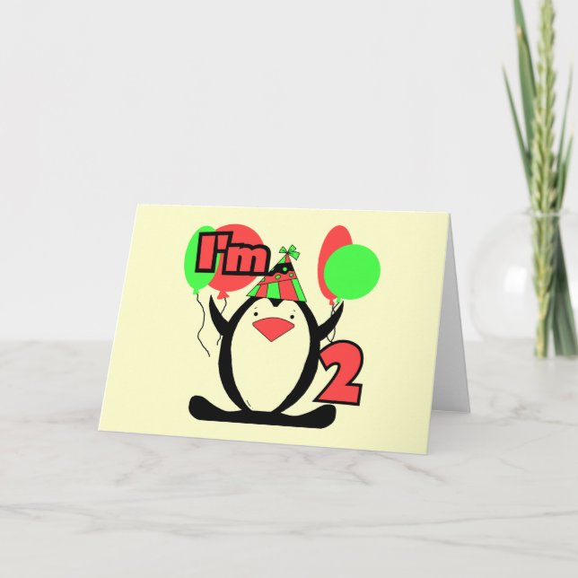Carte Penguin Je suis deux t-shirts et cadeaux (Devant)