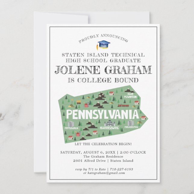 Carte Pennsylvania | College Bound Graduation Party (Devant)