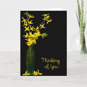 Carte Pensée à vous bouquet de forsythia