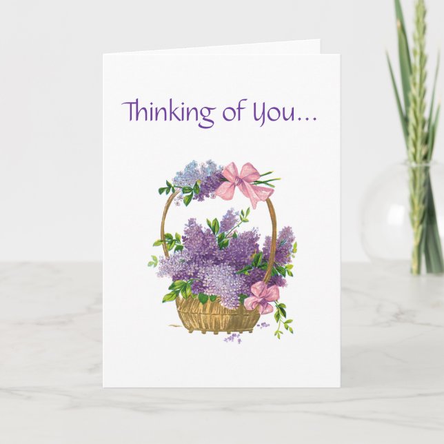 Carte Pensée à vous bouquet floral vintage de rétro (Devant)