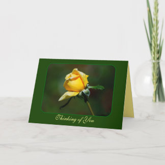 Carte Pensée à vous bourgeon de rose jaune