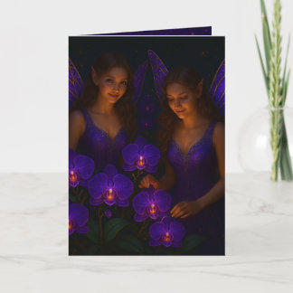 Carte Pensée Élégante de Vous Orchidée Violette Fée