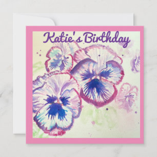 Carte Pensée Pensées Fleur Violette Florale Rose
