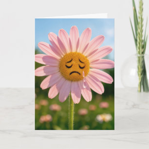 Carte Pensée pour toi Daisy rose aux larmes