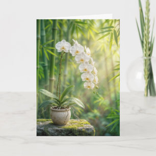 Carte Pensée pour Vous Orchidées Blanches et Bambou