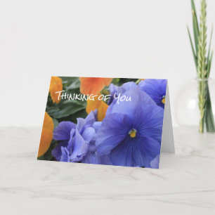 Carte Pensées pourpres et oranges avec la photo florale
