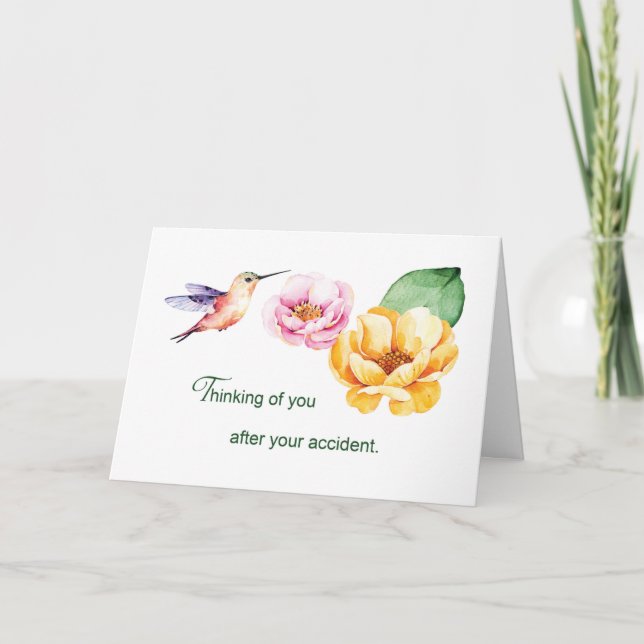 Carte Penser à l'accident de vous Fleurs et Colibri (Devant)