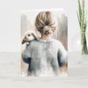 Carte Penser à toi fille avec un lapin