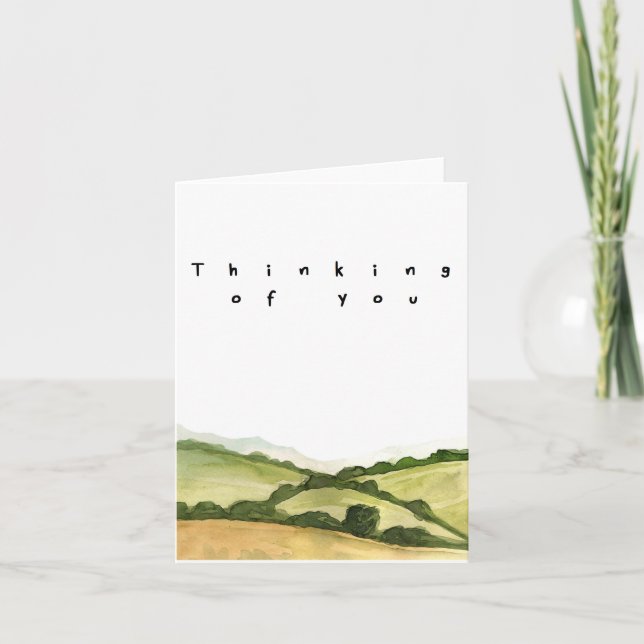 Carte Penser à votre aquarelle paysage (Devant)
