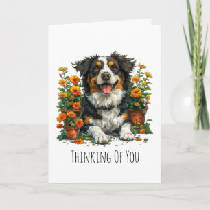Carte Penser À Votre Bordure Collie En Fleurs