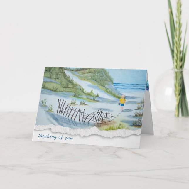Carte penser à votre enfant sur l'aquarelle de plage (Devant)