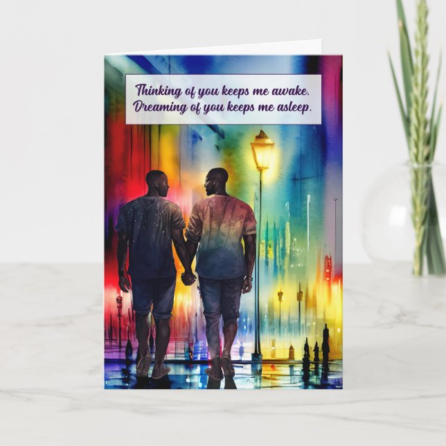 Carte Penser à vous Africain Américain Hommes Gay Arc-en (Devant)