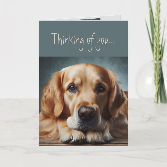 Carte Penser à vous aimer Miss You Golden Retriever Chie (Devant)