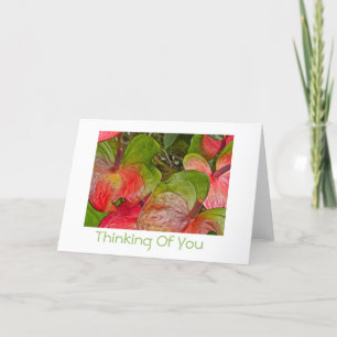 Carte Penser à vous/ Anthuriums rouge et vert/blanc dans