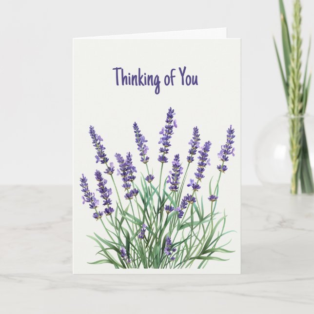 Carte Penser à vous Aquarelle Lavande Jardin pourpre (Devant)