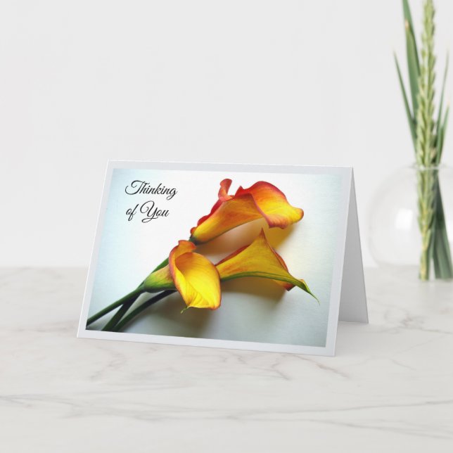 Carte Penser à vous avec Calla Lilies couleur Mango (Devant)
