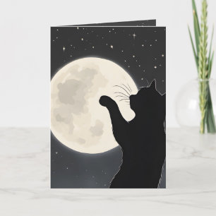 Carte Penser à vous Chat Toucher la Lune