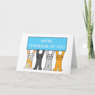 Carte Penser à vous chats de dessin