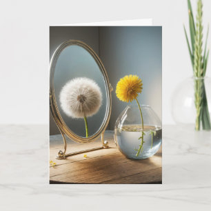 Carte Penser à vous Dandelion réflexion dans un miroir