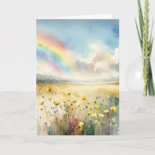 Carte Penser à vous Dreamy Fleur sauvage et Rainbow (Devant)