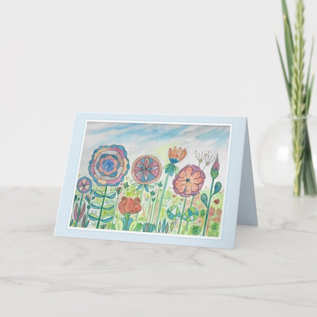 Carte Penser à vous Flower Spinwheel Aquarelle (Devant)