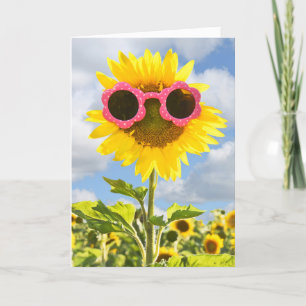 Carte Penser à vous-Lunettes de soleil sur tournesol