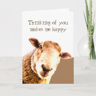 Carte Penser à vous me fait sourire amusant COACH Sheep