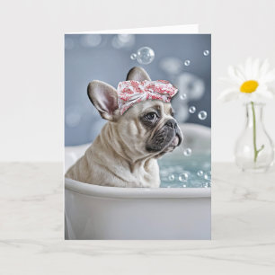 Carte Penser à vous mignon Français Bulldog ou Frenchie