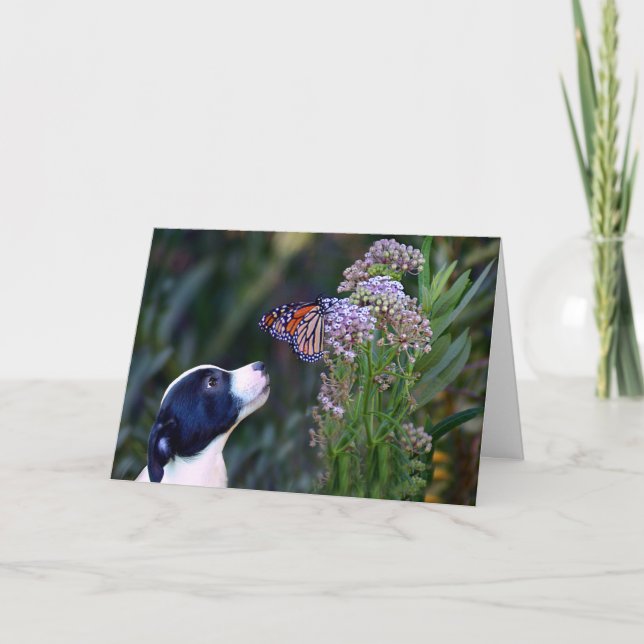 Carte Penser à vous personnalisable mignon chiot (Devant)