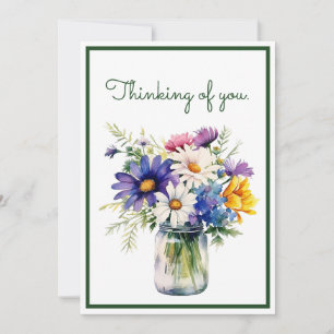 Carte Penser à vous Personnaliser des fleurs d'aquarelle