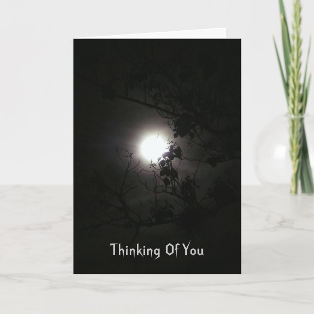 Carte Penser à vous, Pleine lune à la nuit (Devant)