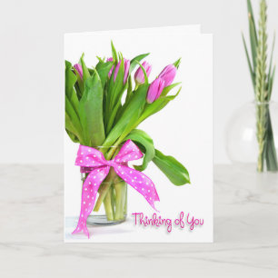 Carte Penser aux tulipes roses