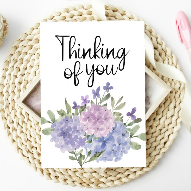 Carte Pensez à votre Pastel Hydrangea Floral Card (Créateur téléchargé)