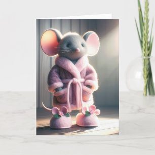 Carte Pensez à votre souris dans une robe rose
