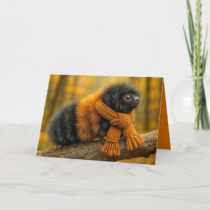 Carte Pensez à vous Automne Laine Ours Caterpillar