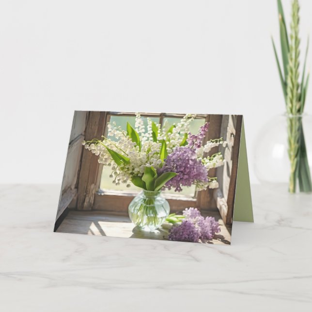 Carte Pensez à vous Lily de la Vallée et Lilacs (Devant)