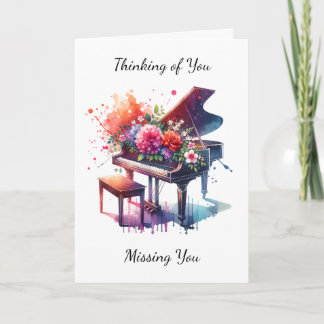 Carte Pensez à vous | Piano et Fleurs