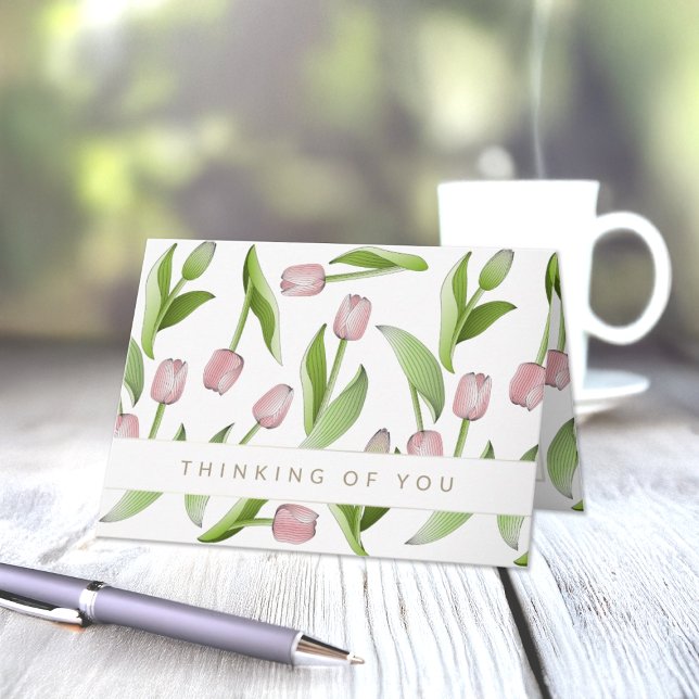 Carte Pensez à vous Tulipe rose moderne (Créateur téléchargé)