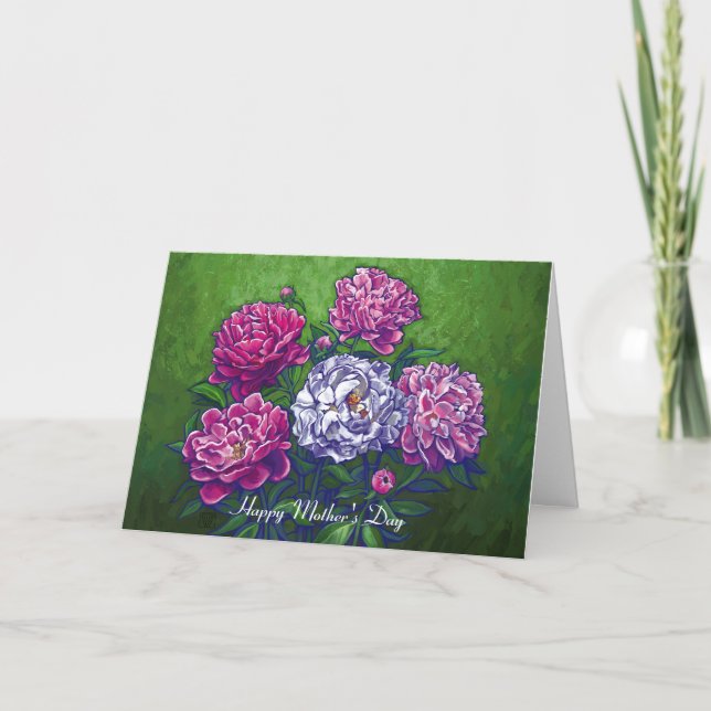 Carte Peonies Bonne Fête des Mères (Devant)