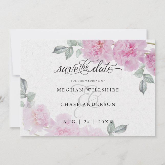 Carte Peonies roses romantiques Papier de riz BarefootBr (Devant)