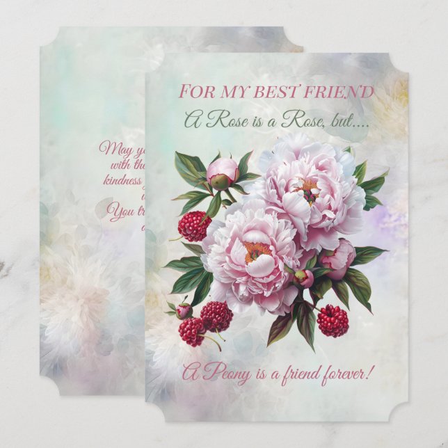 Carte Peony Best Friend Anniversaire (Devant / Derrière)