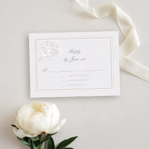 Carte Peony Modern Formal Elégant ivoire Réponse Mariage