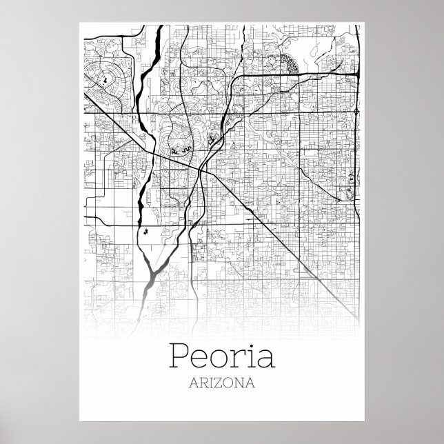 Carte Peoria - Arizona - Poster de la carte de vil (Devant)