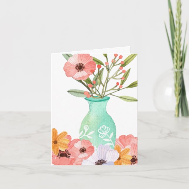 Carte Pépites d'aquarelle, Vase, Fête des Mères petit (Devant)