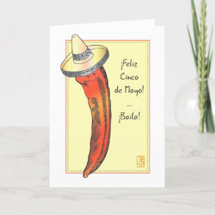 Carte Pepper Chimel Chaud Cinco de Mayo en espagnol