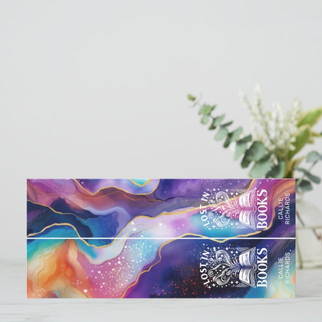 Carte Perdu Dans Les Livres Galaxy Tourne 2 en 1 Signet (Debout devant)