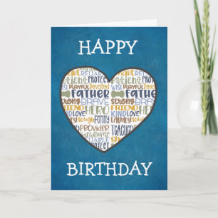 Carte Père de coeur mignon Anniversaire