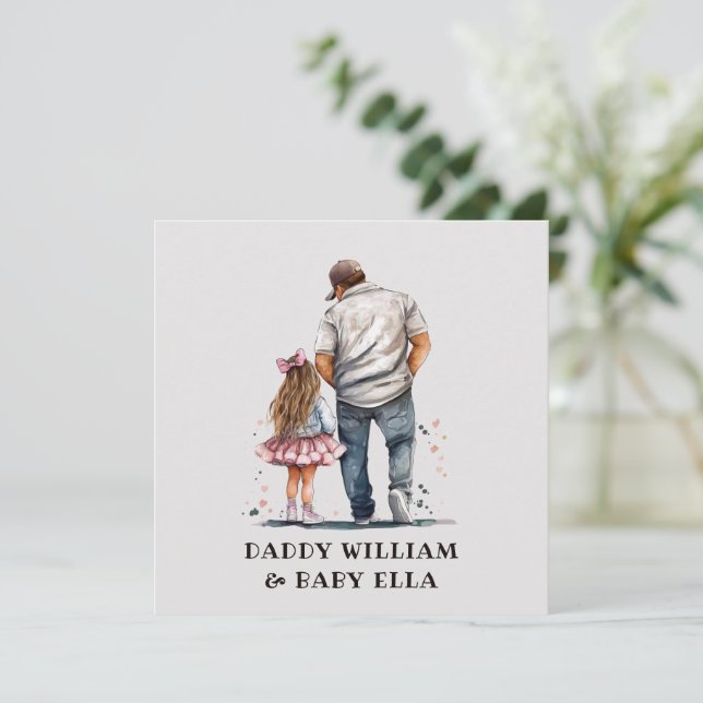Carte Père et fille personnalisés (Debout devant)